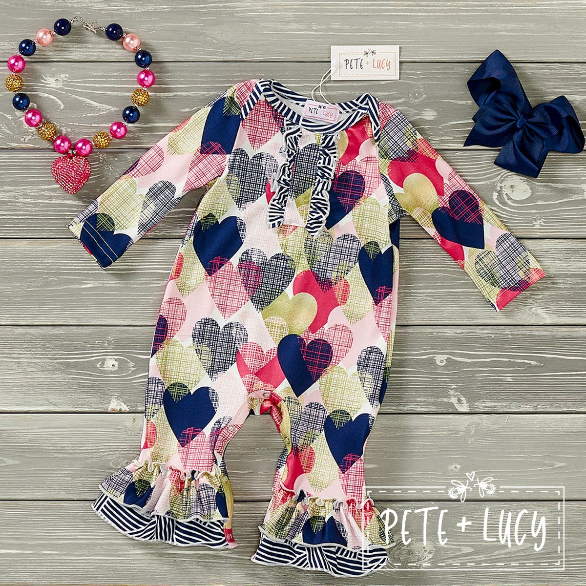 Hearts Romper or Pants Set