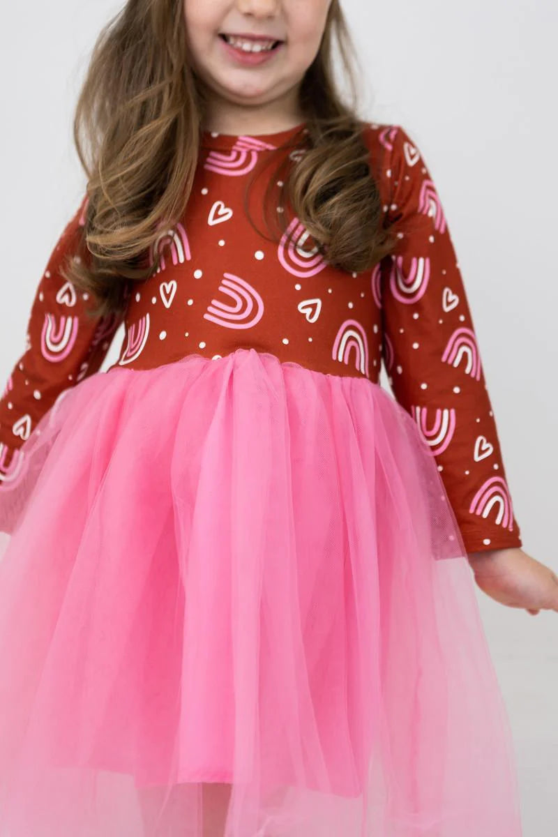 Rainbow/heart Tutu Dress Long Sleeve