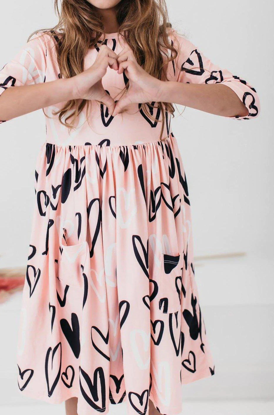 Hand Drawn Heart Pocket Twirl Dress